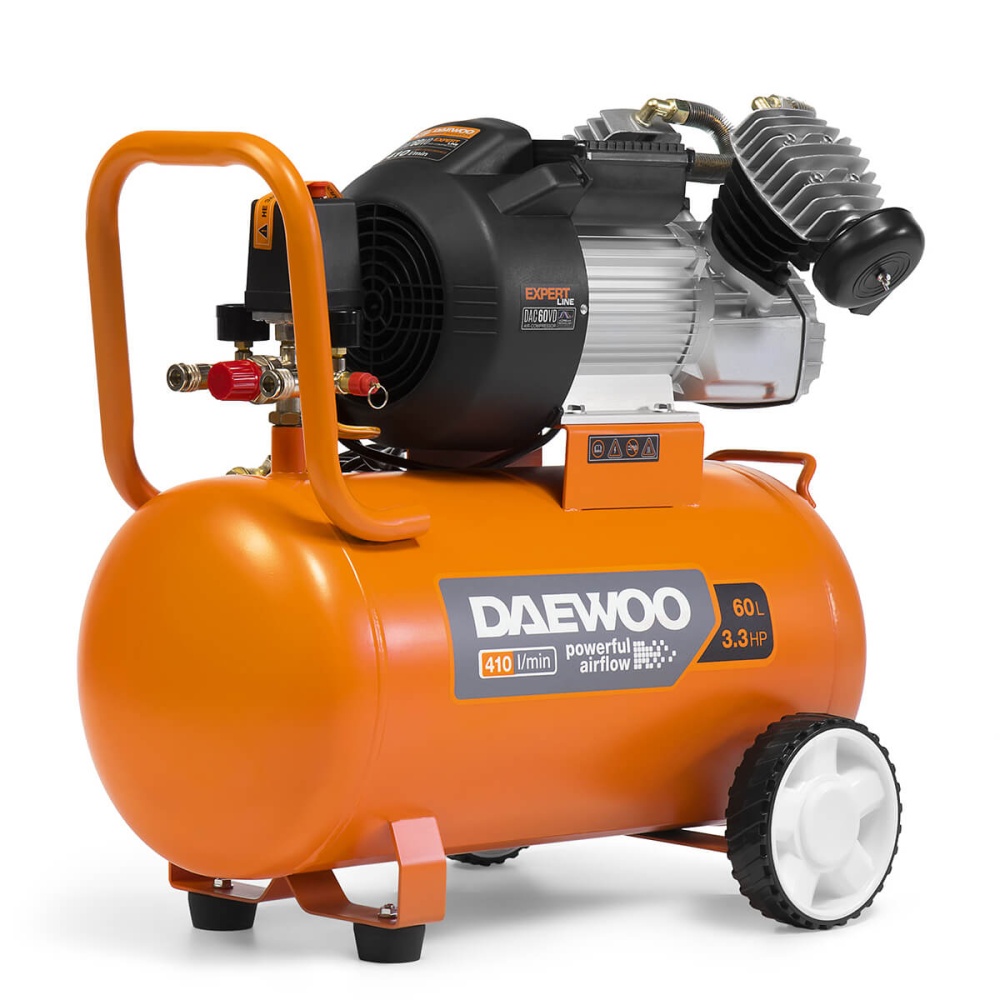 Компрессор Daewoo DAC60VD (60 л, 410л/мин, 8 бар, прямой привод, 2 поршня,38 кг) DAC60VD